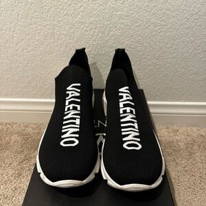 Valentino Black & White Slip-on Shoes